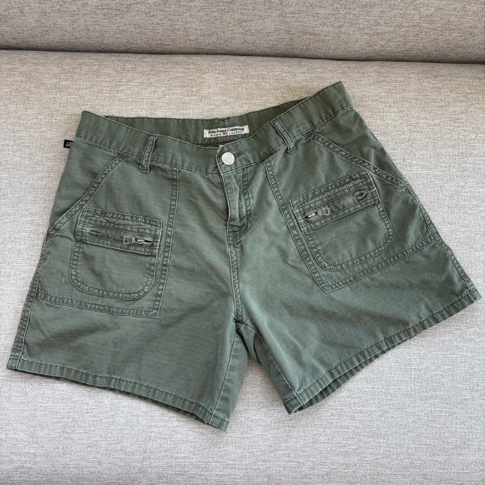 90s Vintage Polo Jeans Co Ralph Lauren Cargo Shorts 4 Olive Green Gorpcore Y2K